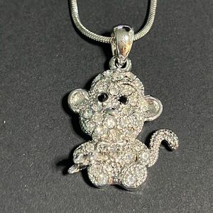 Adorable Monkey Chimp crystal necklace